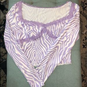 SHEIN purple & white zebra crop top